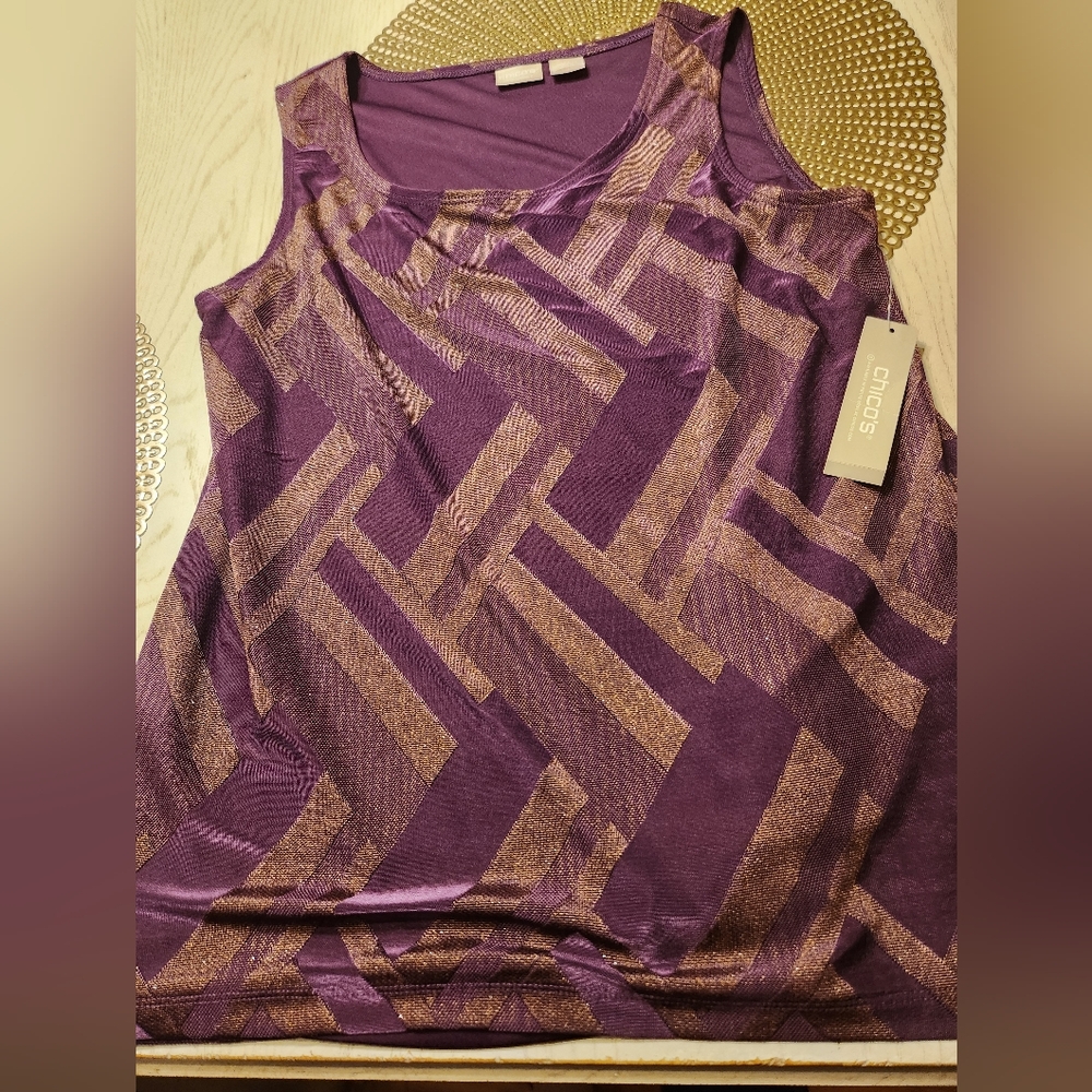 Chico's Women's Tank Top in Purple and Gold NWT Size 4/6 (0)